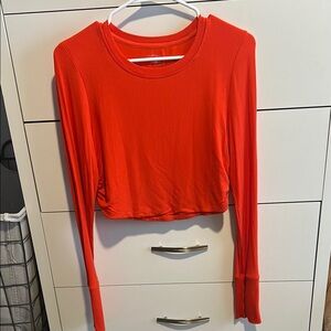 Aerie Orange Long Sleeve Crop Sweatshirt